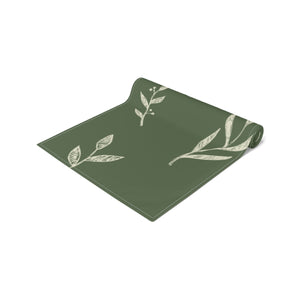 Green Holiday Table Runner - White Garland
