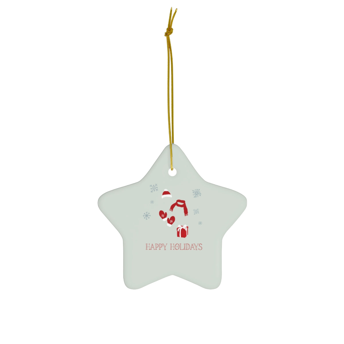 Ceramic Holiday Ornament - Red Happy Holidays
