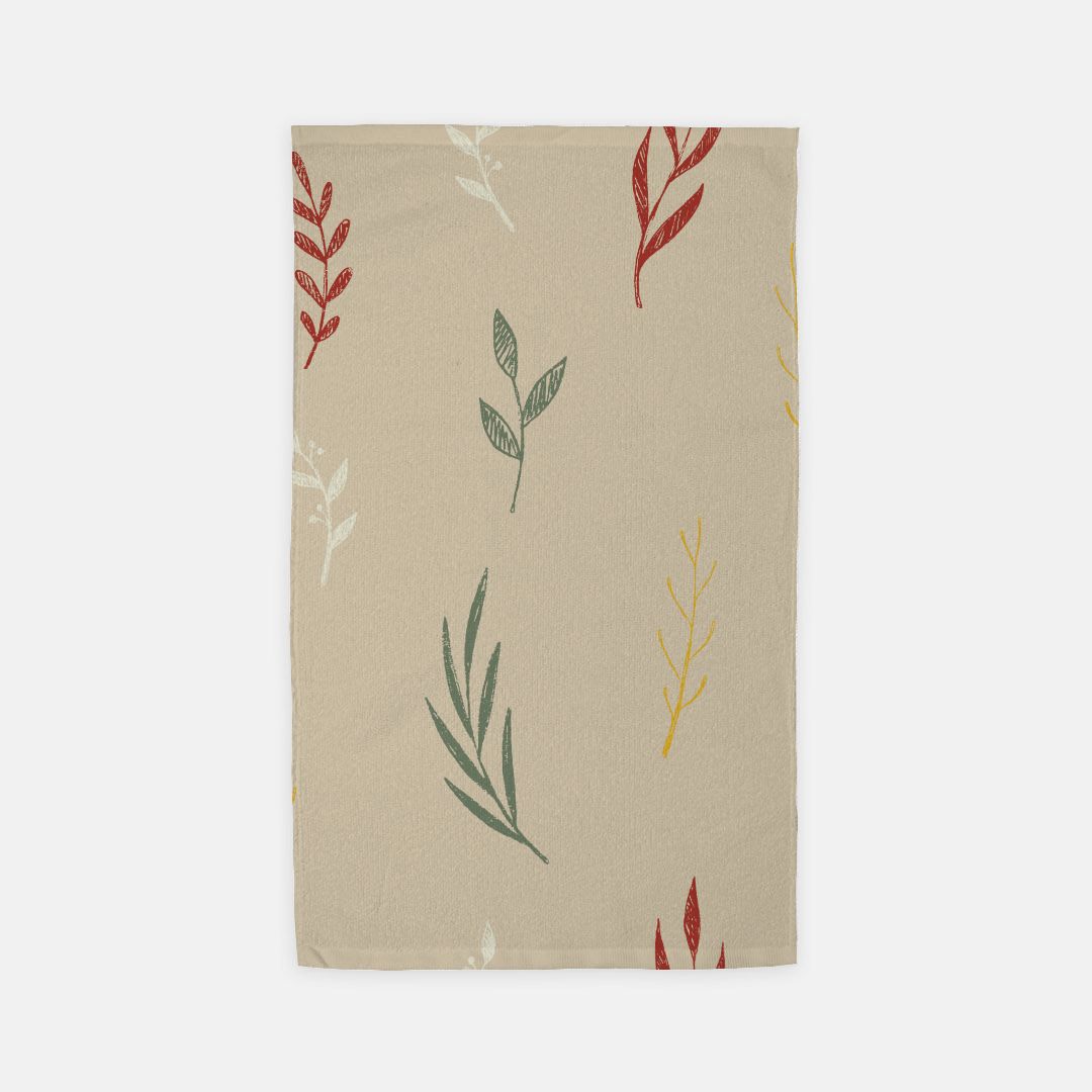 Beige Holiday Hand Towel - Colorful Garland
