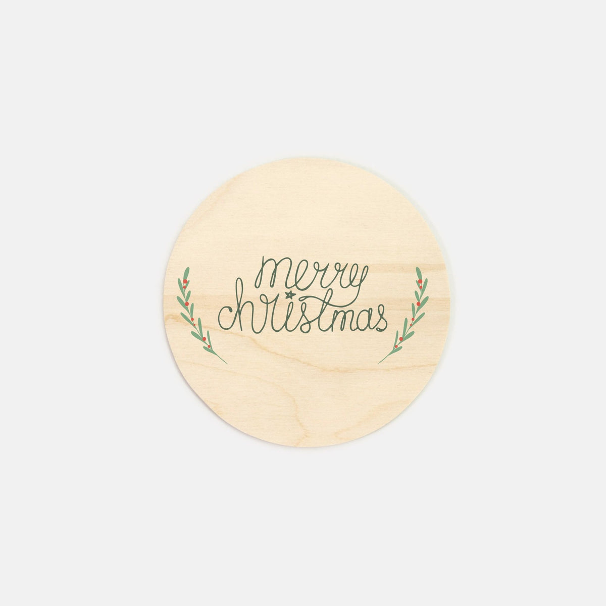 6" Round Wood Sign - Merry Christmas