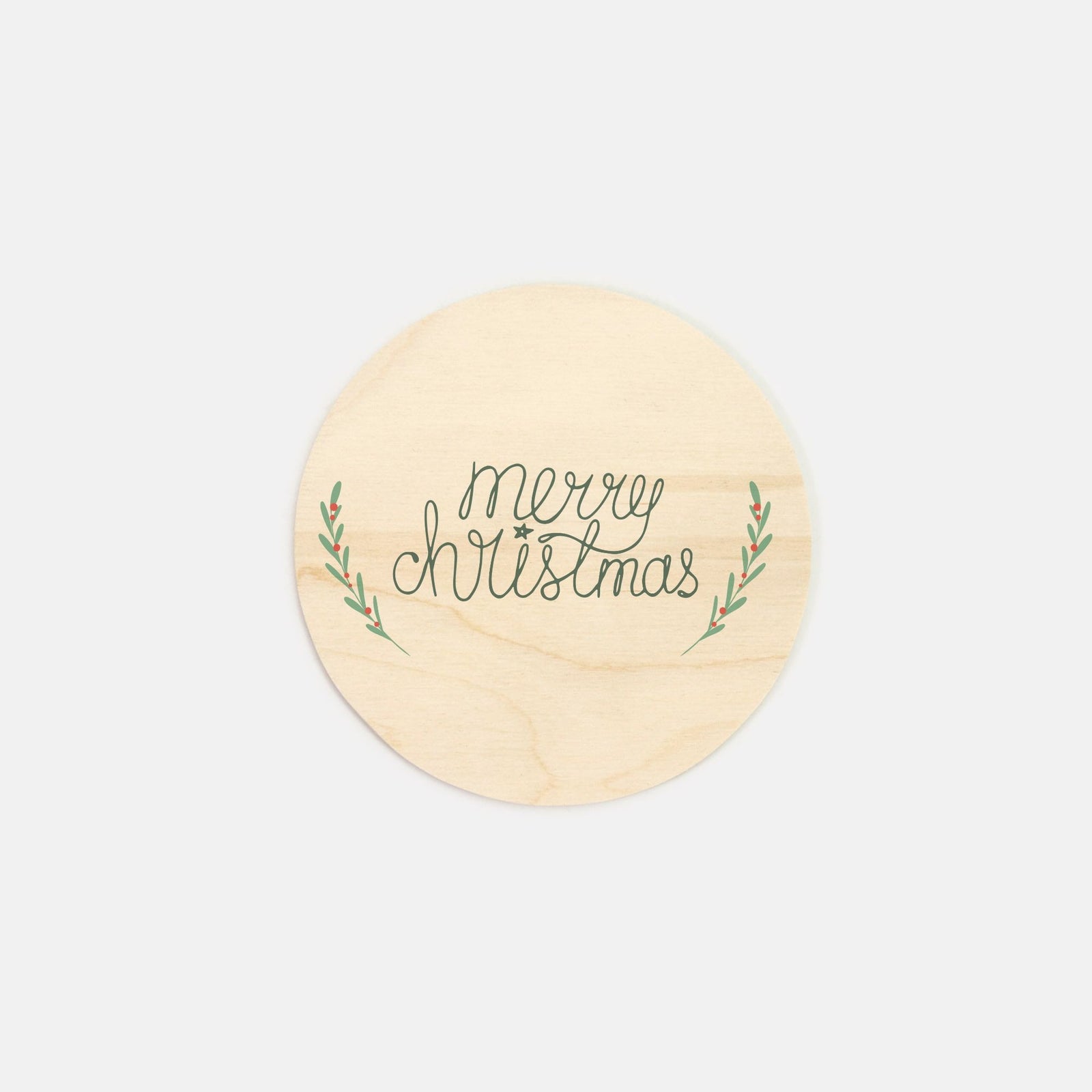 6" Round Wood Sign - Merry Christmas