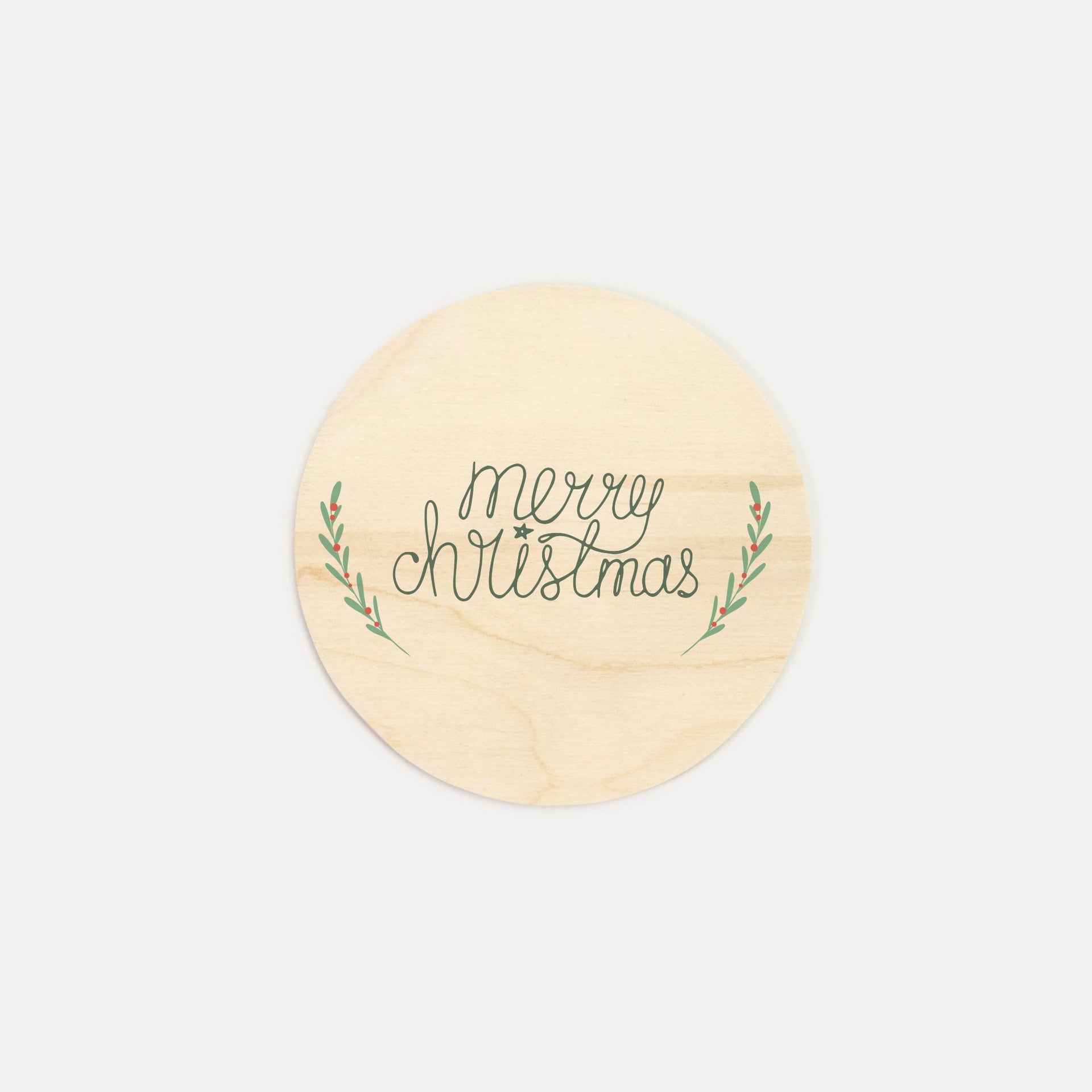 6" Round Wood Sign - Merry Christmas