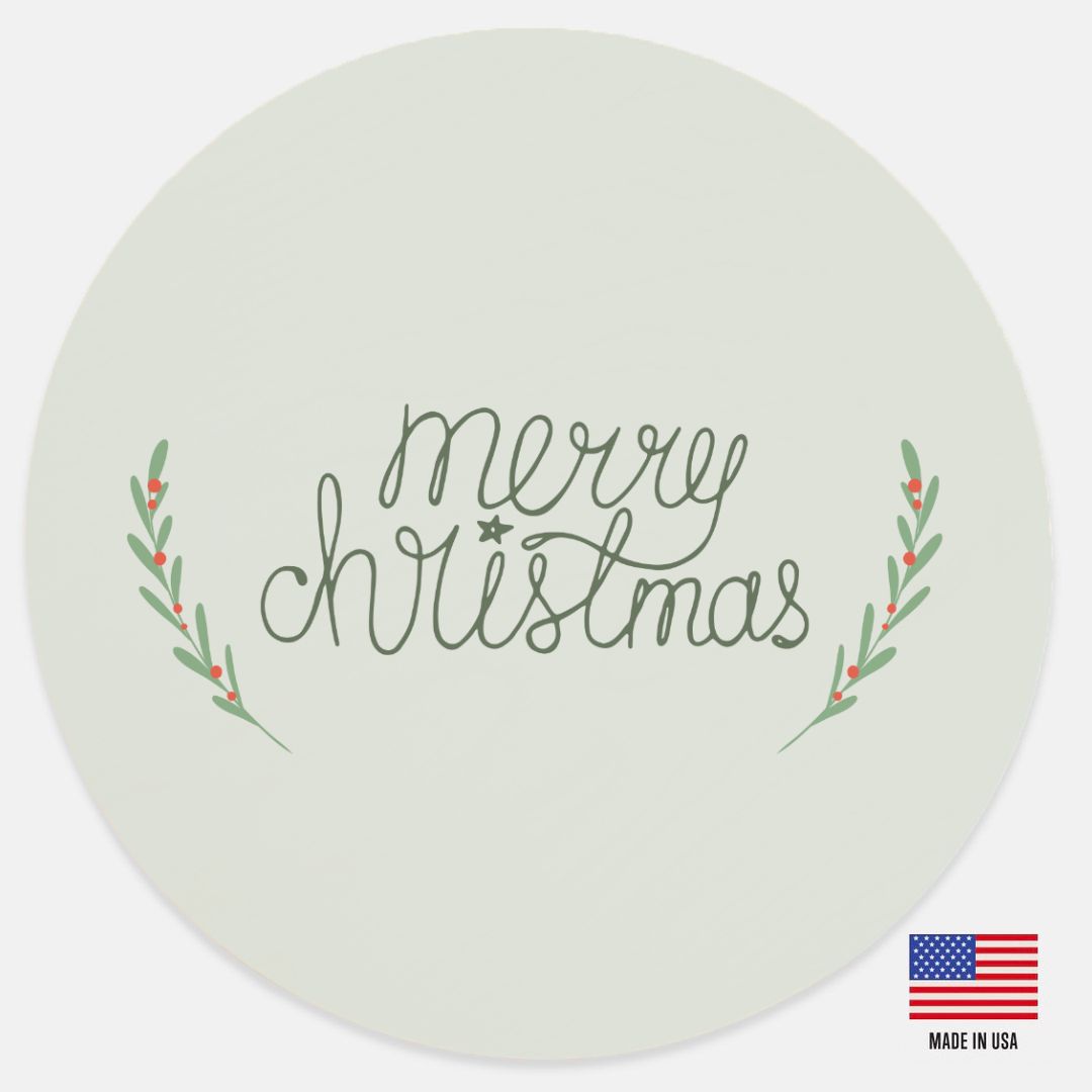 12" Green Round Wood Sign - Merry Christmas