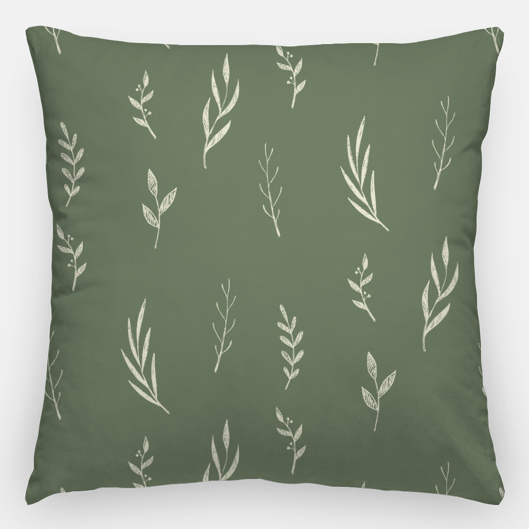 24x24 Green Holiday Polyester Pillowcase - White Garland