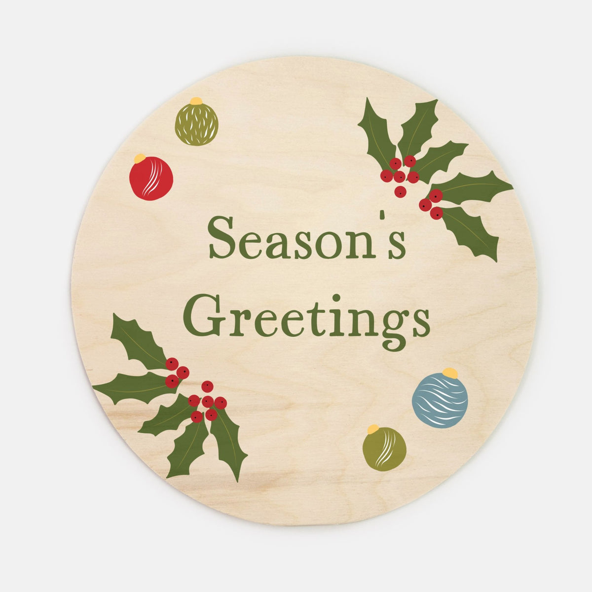 10" Round Wood Sign - Season's Greetings