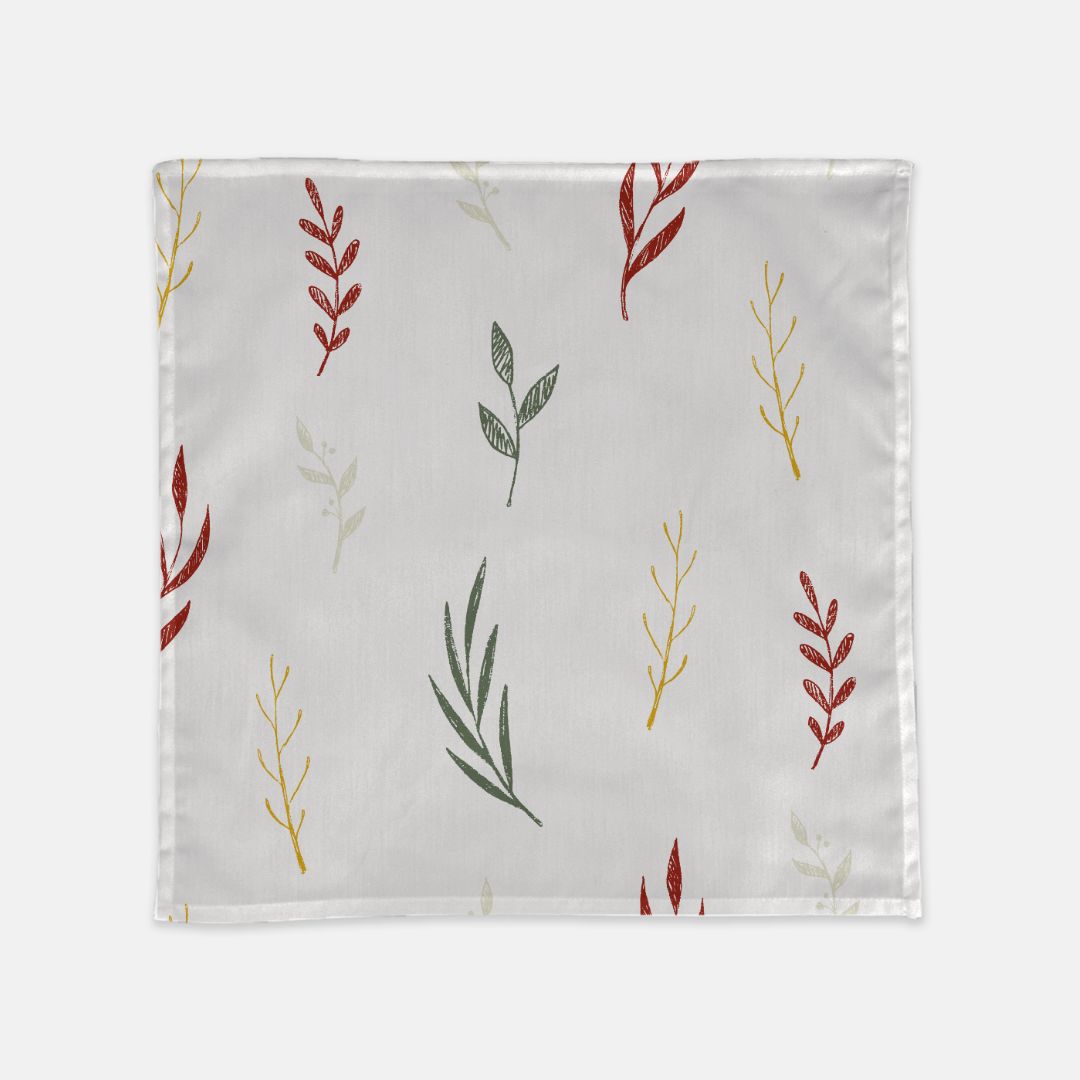 White Holiday Cloth Napkins - Colorful Garland