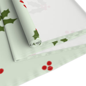 Green Holiday Table Runner - Holly