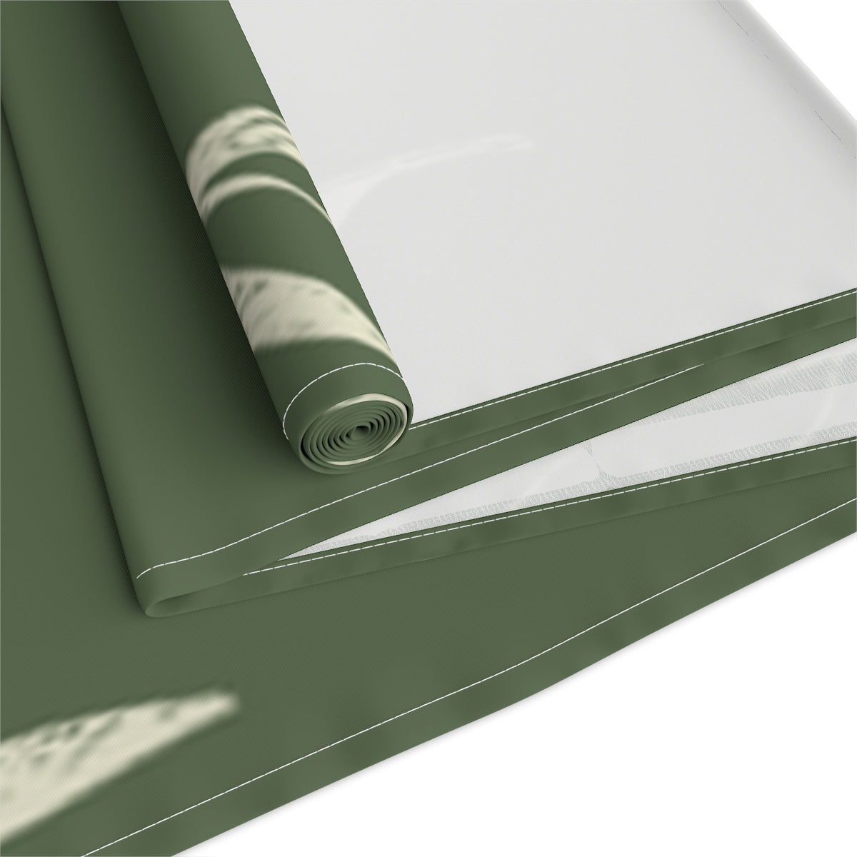 Green Holiday Table Runner - White Garland