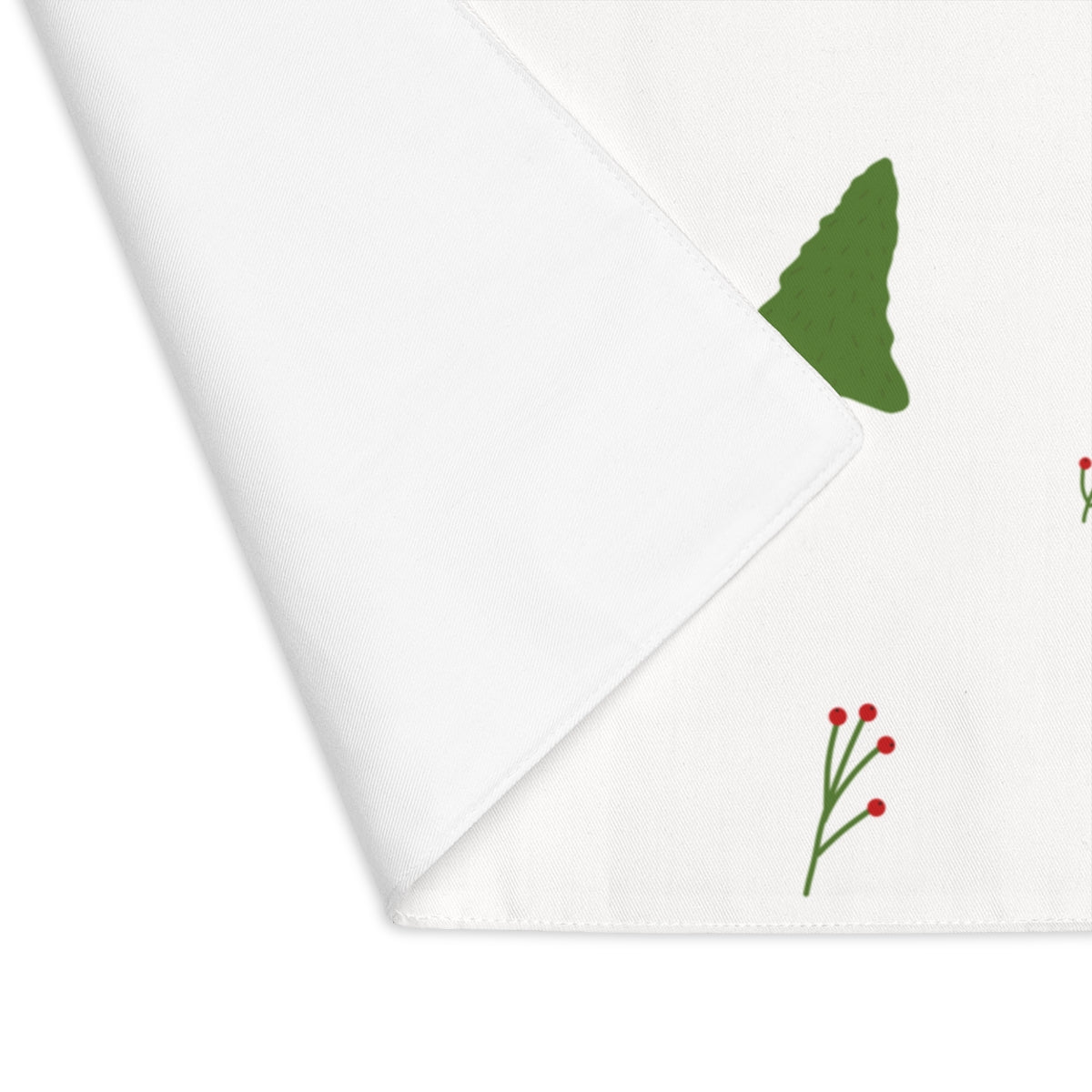 White Holiday Table Placemat - Evergreen Trees & Holly