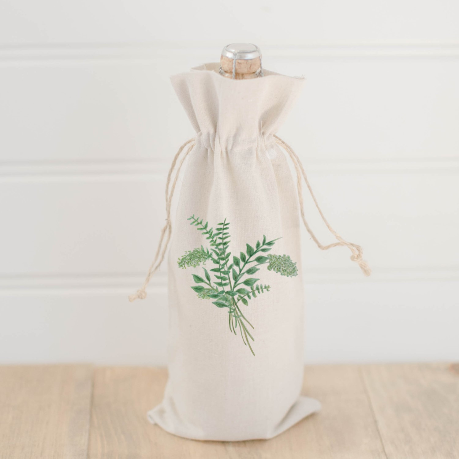 Eucalyptus Bunch Watercolor Wine Bag