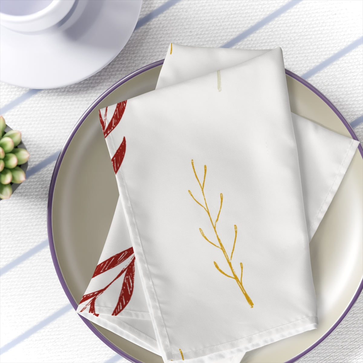 White Holiday Napkins - Colorful Garland