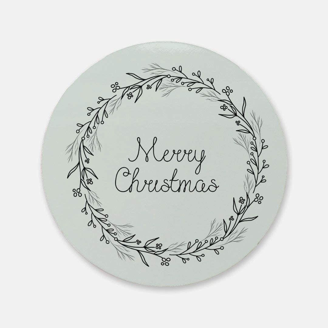 Round Cork Back Coaster - Black Wreath