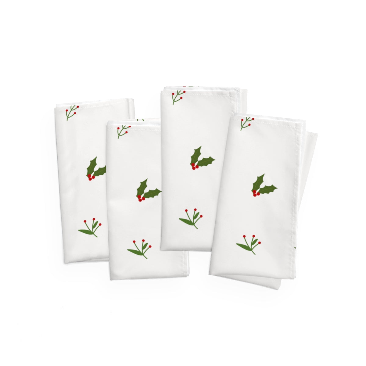 White Holiday Napkins - Evergreen Trees & Holly
