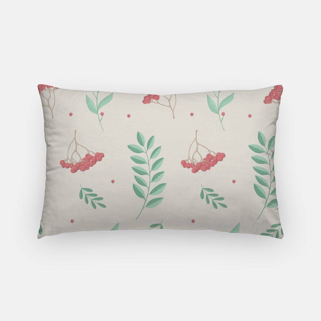 Holiday Lumbar Pillowcase - Large Red & Green Holly