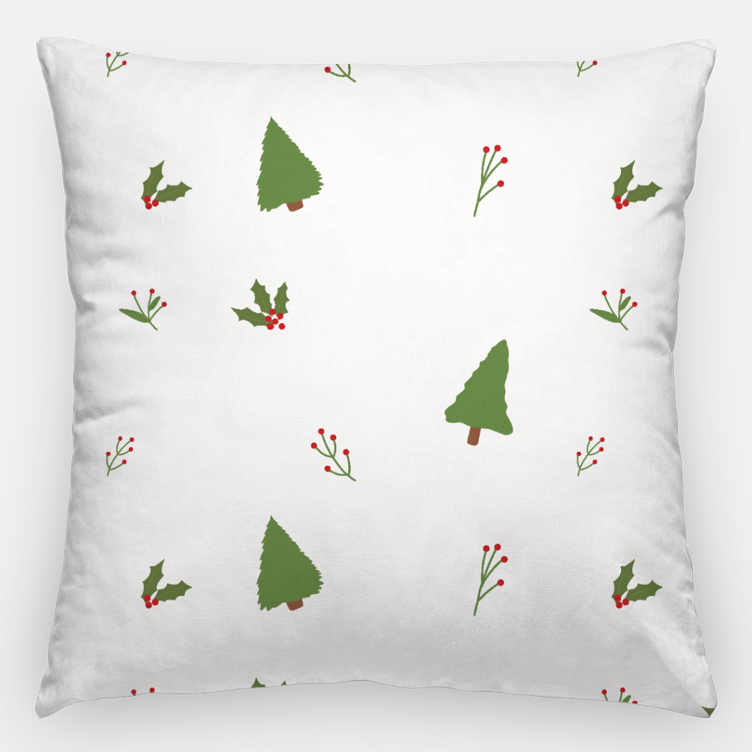 24"x24" White Holiday Polyester Pillowcase - Evergreen Trees