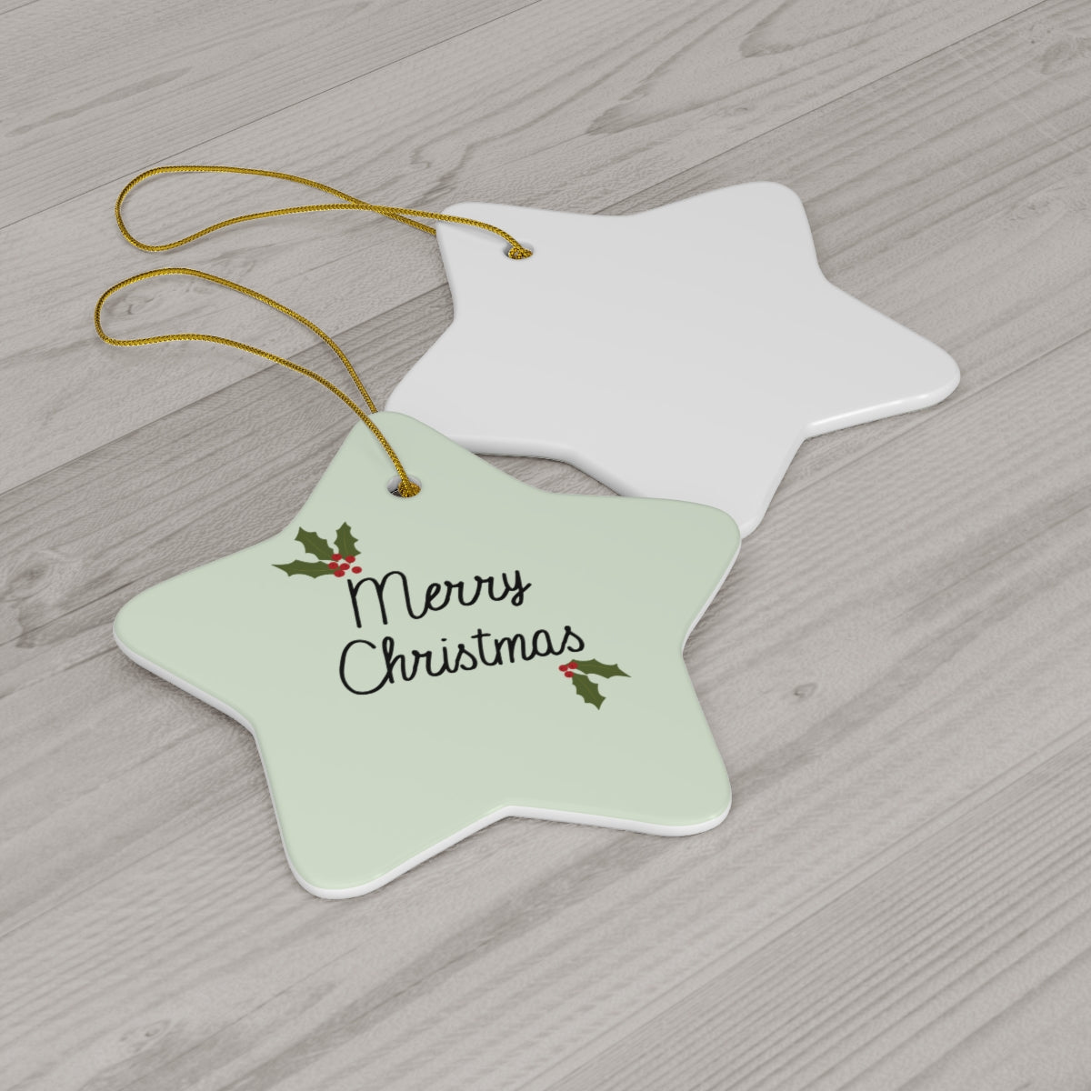 Ceramic Holiday Ornament - Holly Merry Christmas