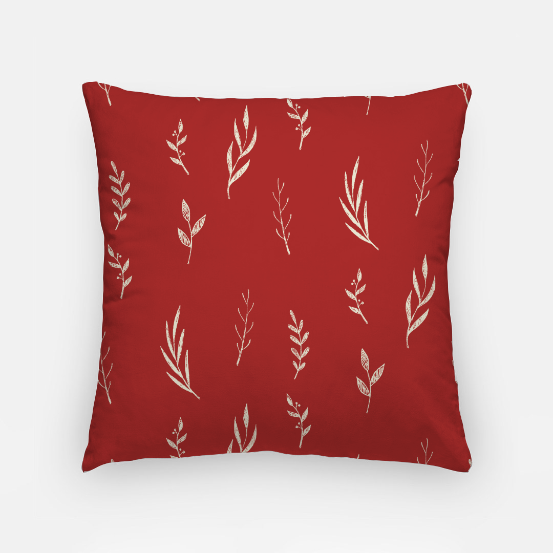 Red Holiday Polyester Pillowcase - White Garland