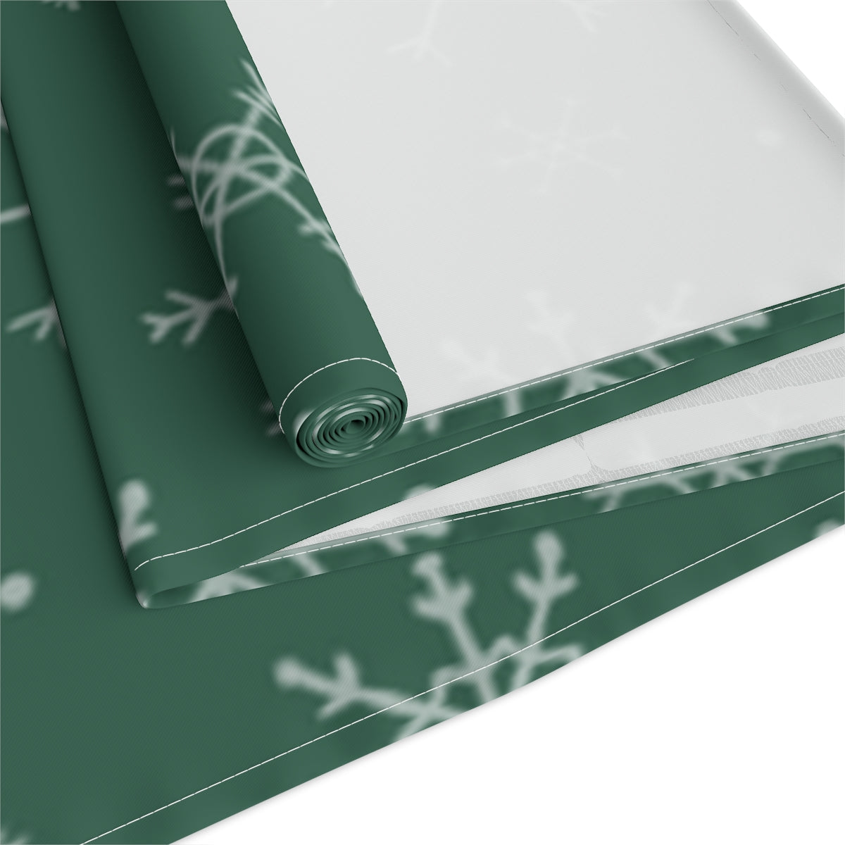 Green Holiday Table Runner - Snowflakes