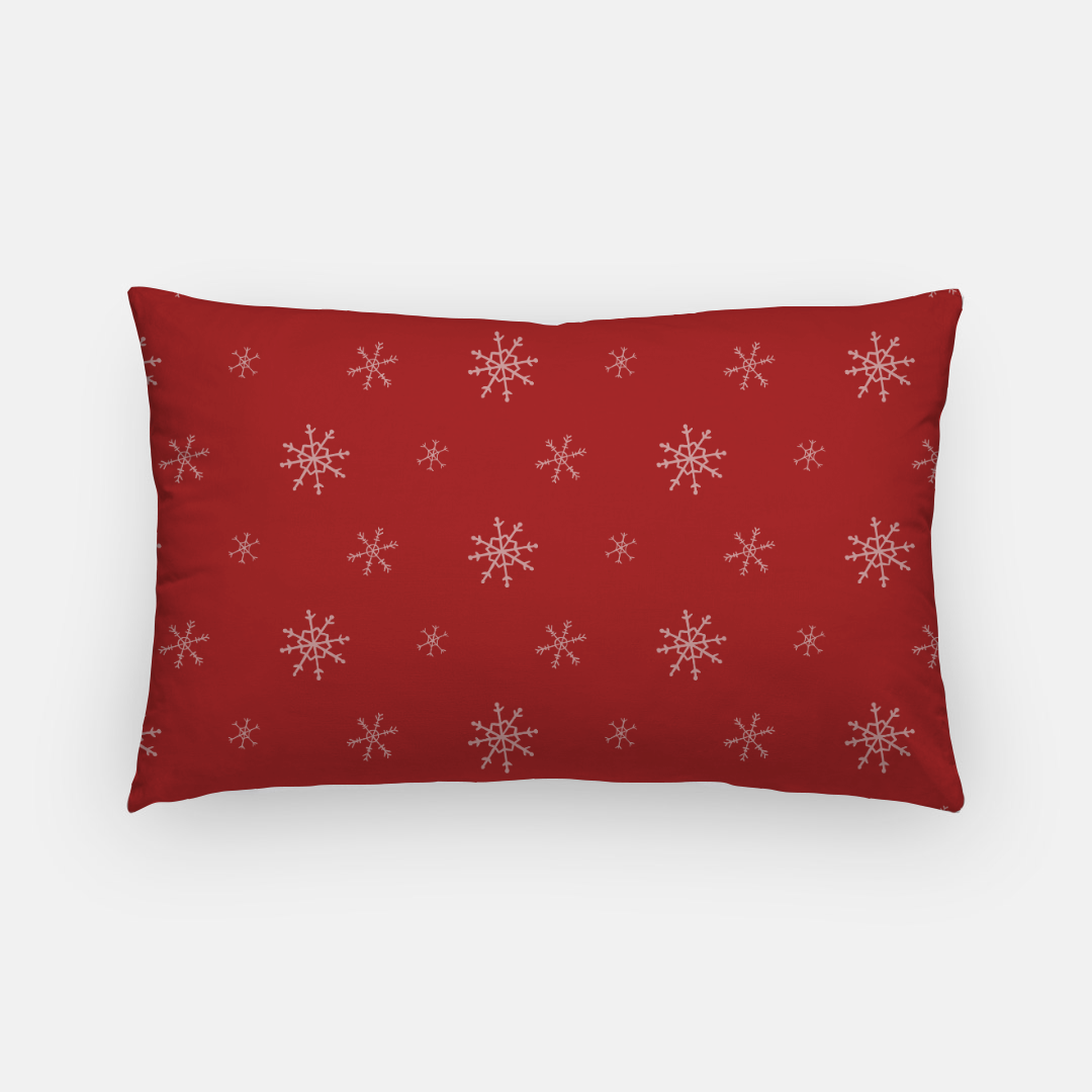 Red Holiday Lumbar Pillowcase - Snowflakes