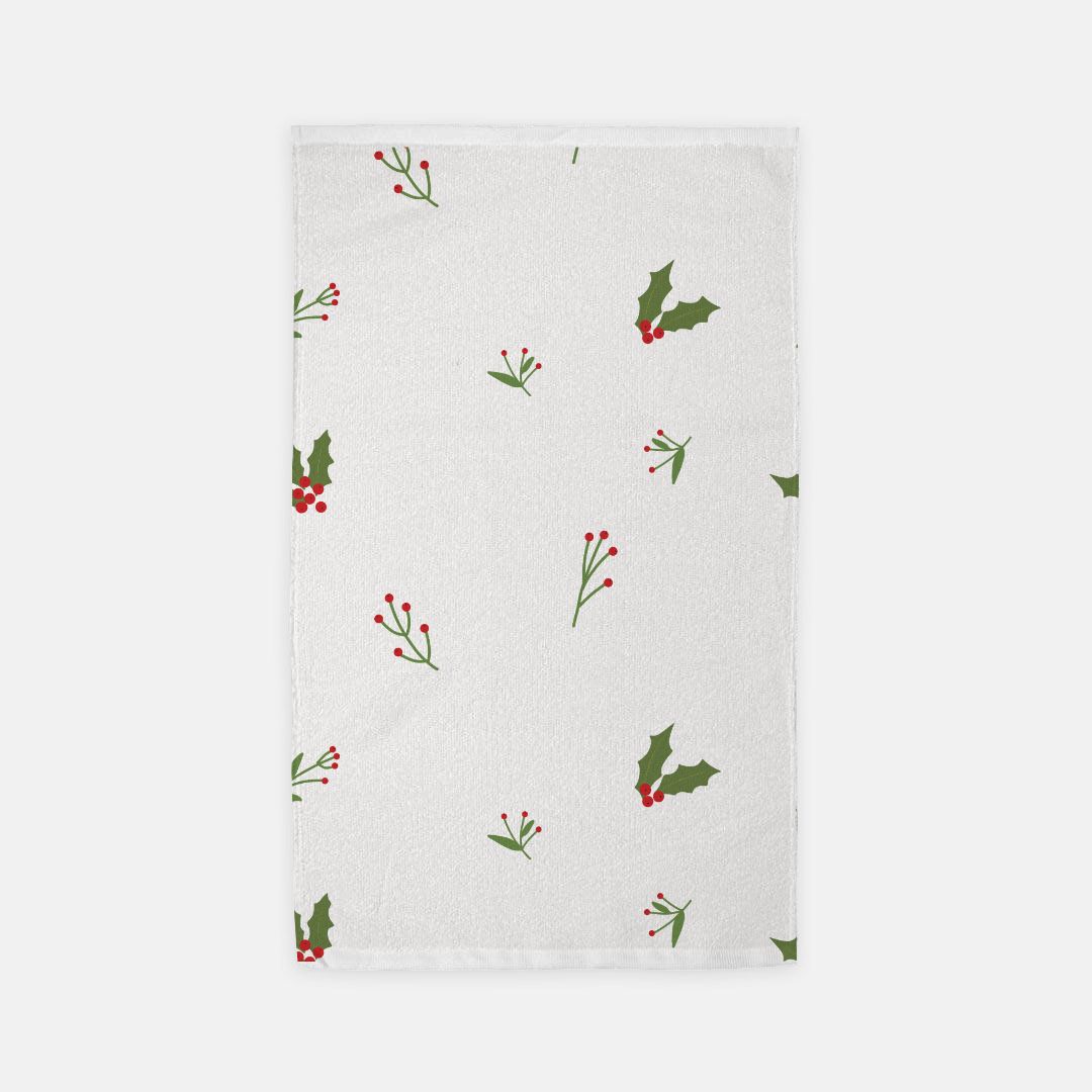 Holiday Hand Towel - Red & Green Holly