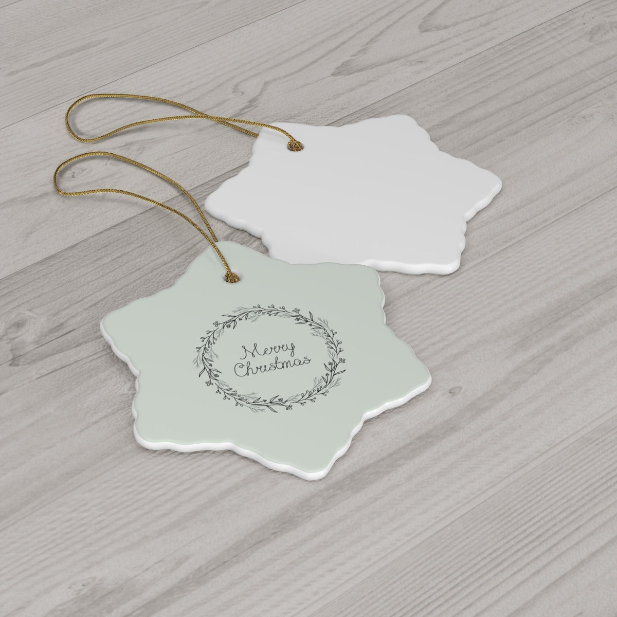 Ceramic Holiday Ornament - Black Wreath