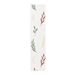 White Holiday Table Runner - Colorful Garland