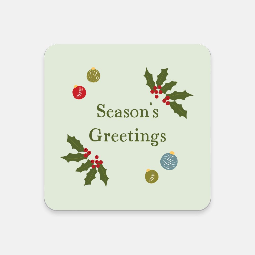Cork Back Coaster - Season's Greetings