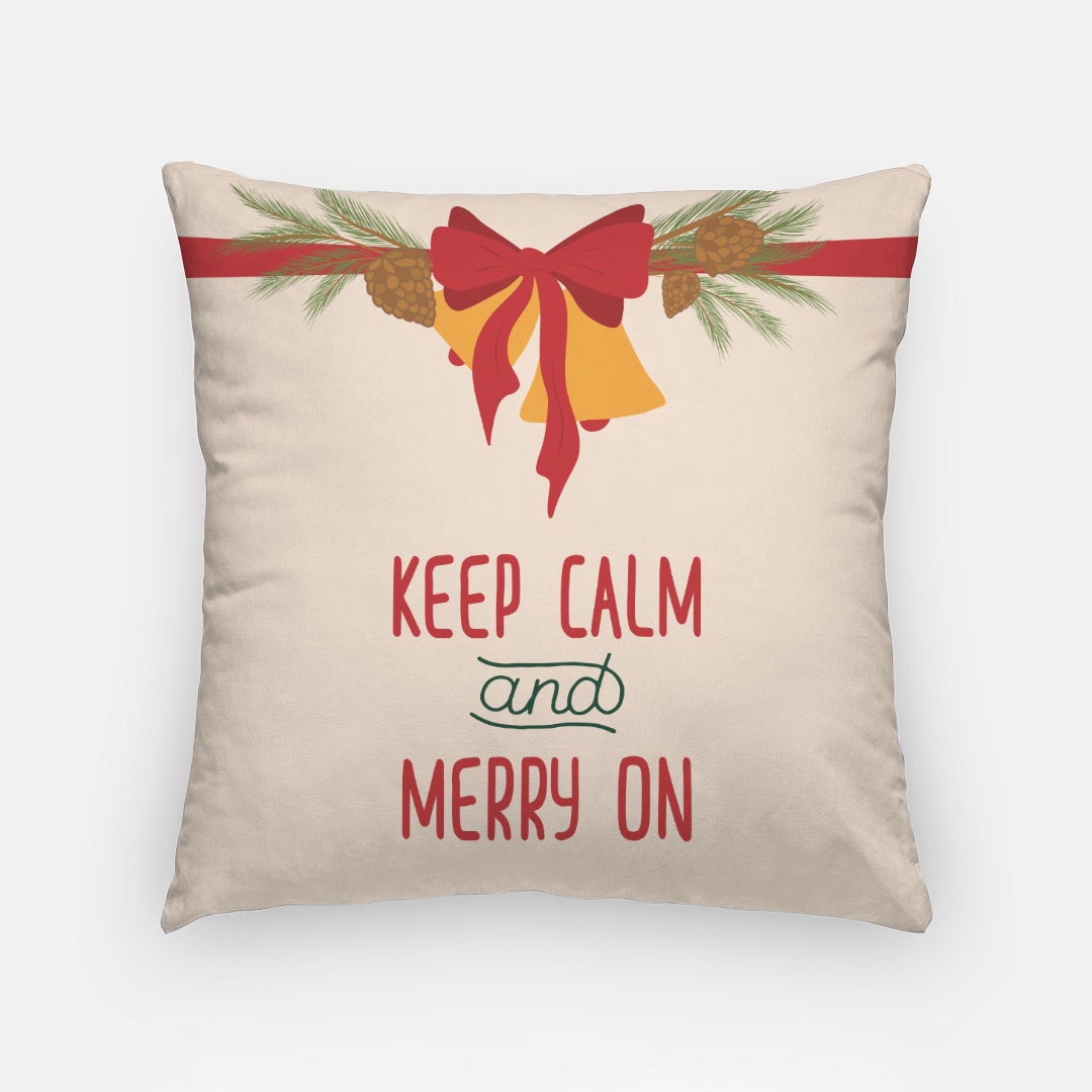 18"x18" Holiday Polyester Pillowcase - Christmas Bell & Bow