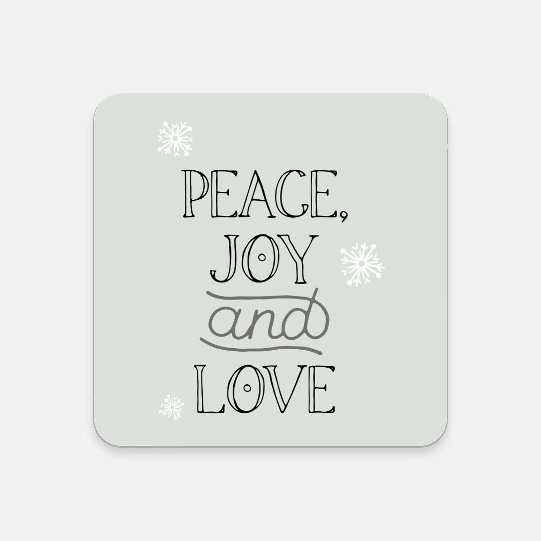 Cork Back Coaster - Peace, Joy & Love