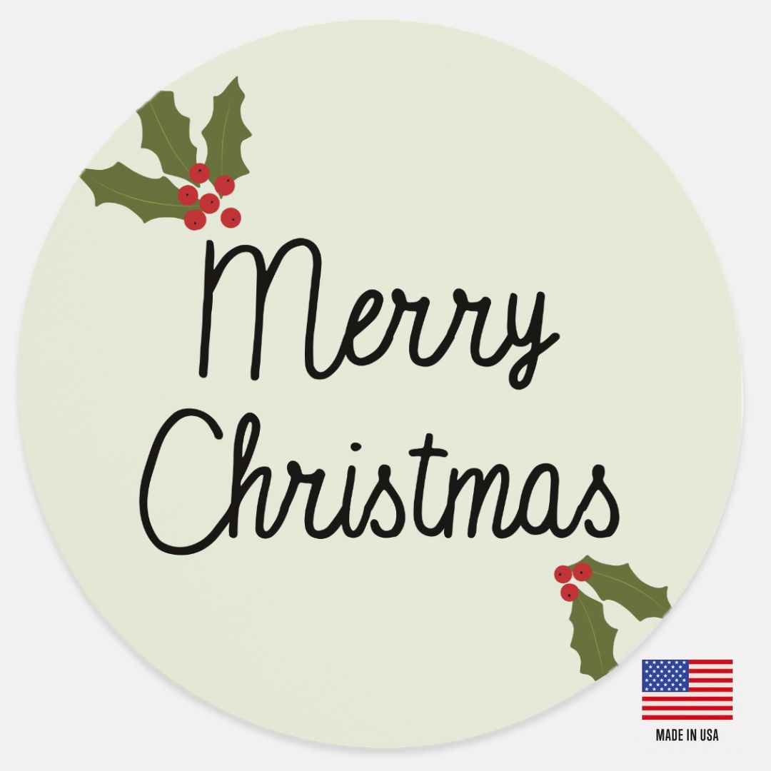 12" Round Wood Sign - Holly Merry Christmas