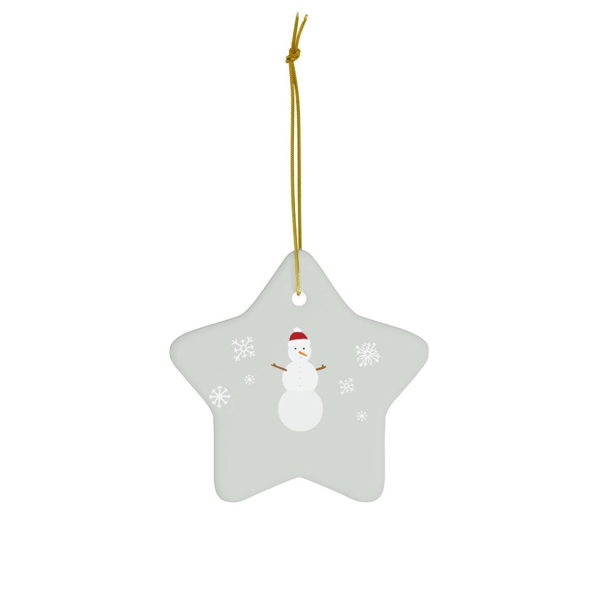 Ceramic Holiday Ornament - Snowman & Snowflakes