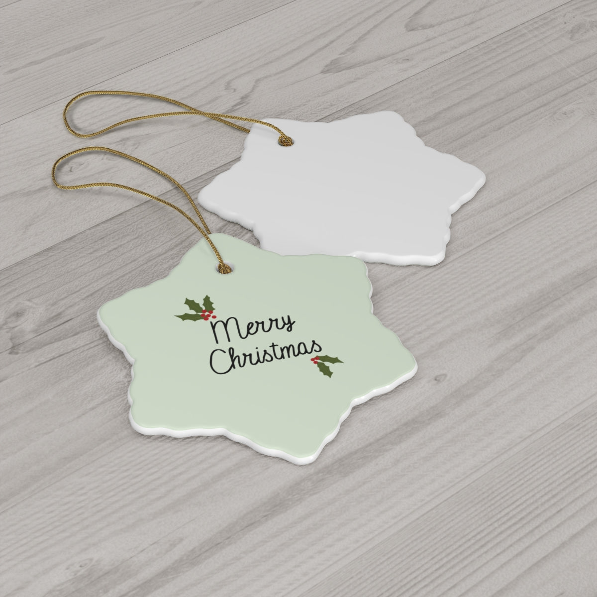 Ceramic Holiday Ornament - Holly Merry Christmas