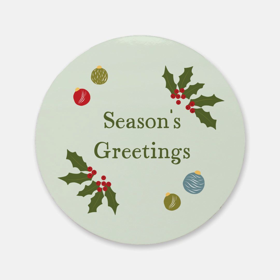 Round Cork Back Coaster - Season's Greetings