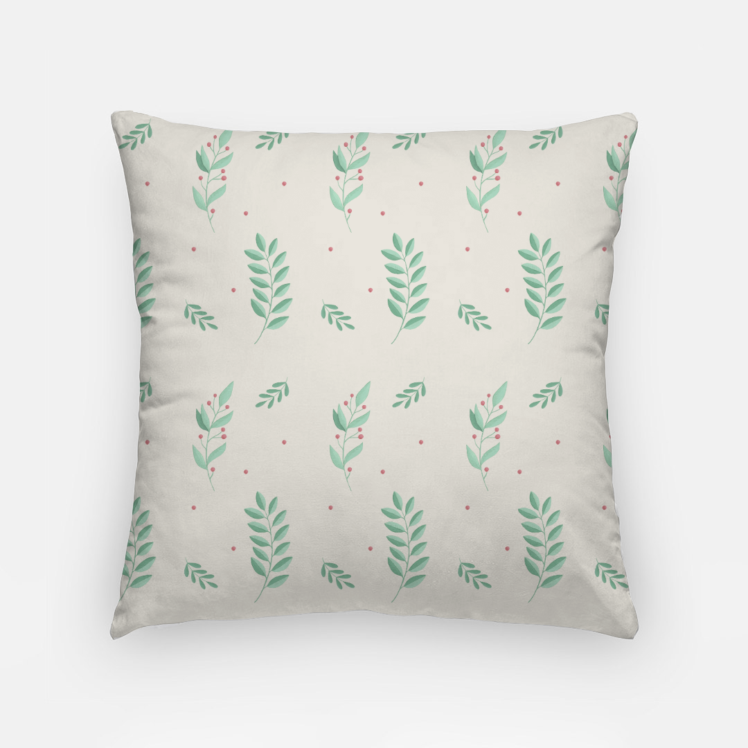 18x18 Holiday Polyester Pillowcase - Large Holly