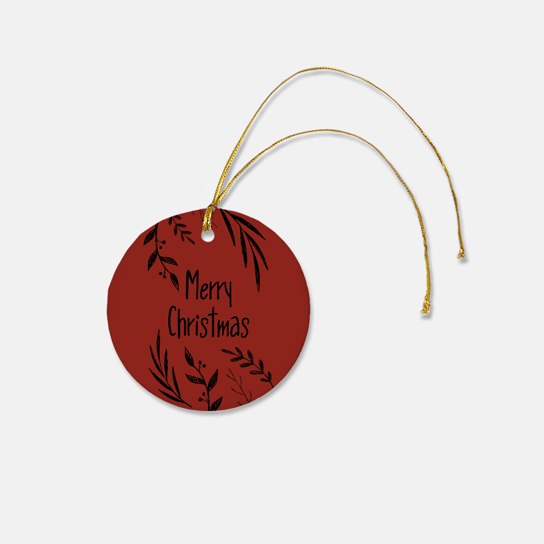 Round Ceramic Holiday Ornament - Merry Christmas Garland