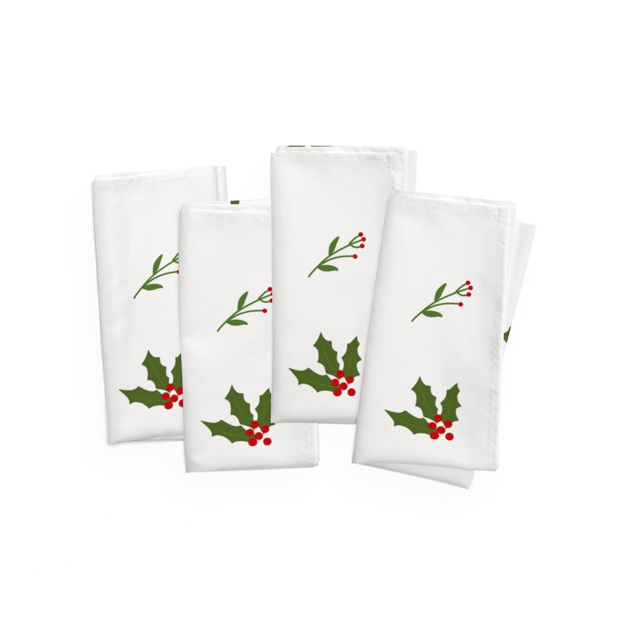 White Holiday Napkins - Holly