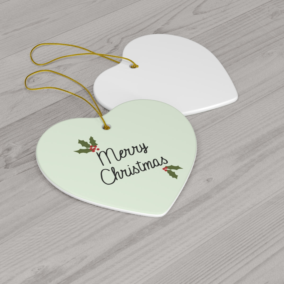 Ceramic Holiday Ornament - Holly Merry Christmas