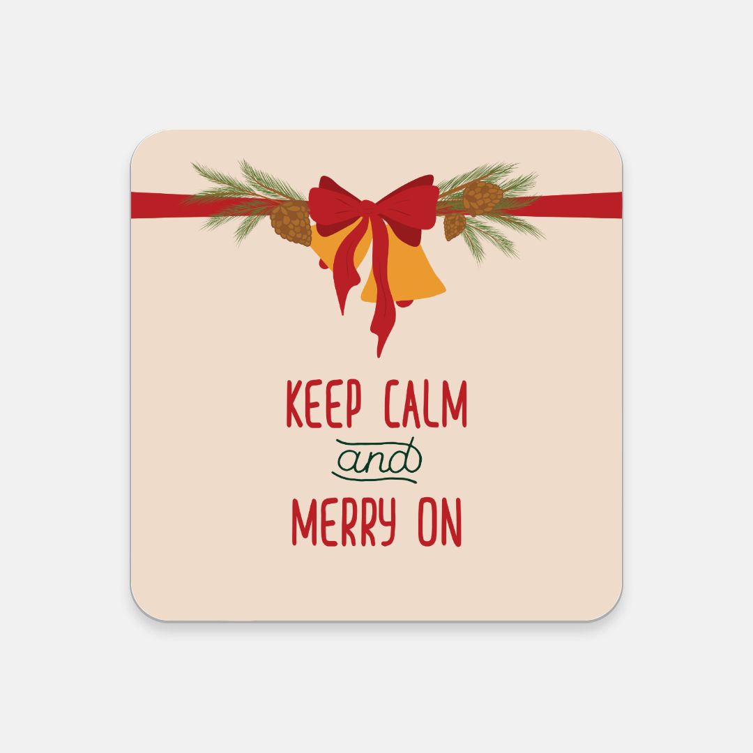 Cork Back Coaster - Christmas Bow & Pinecones