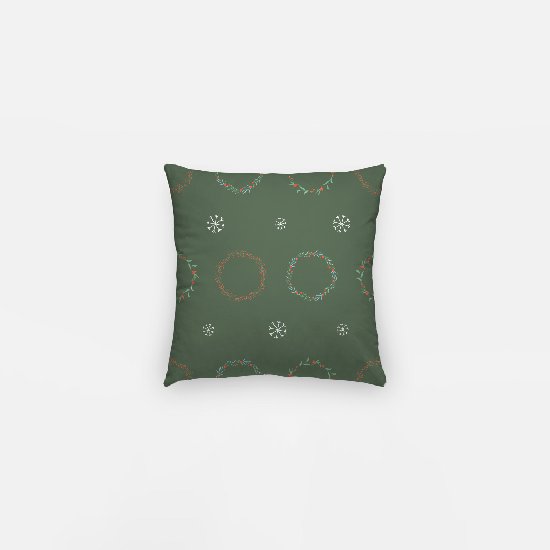 10"x10" Holiday Polyester Pillowcase - Wreaths