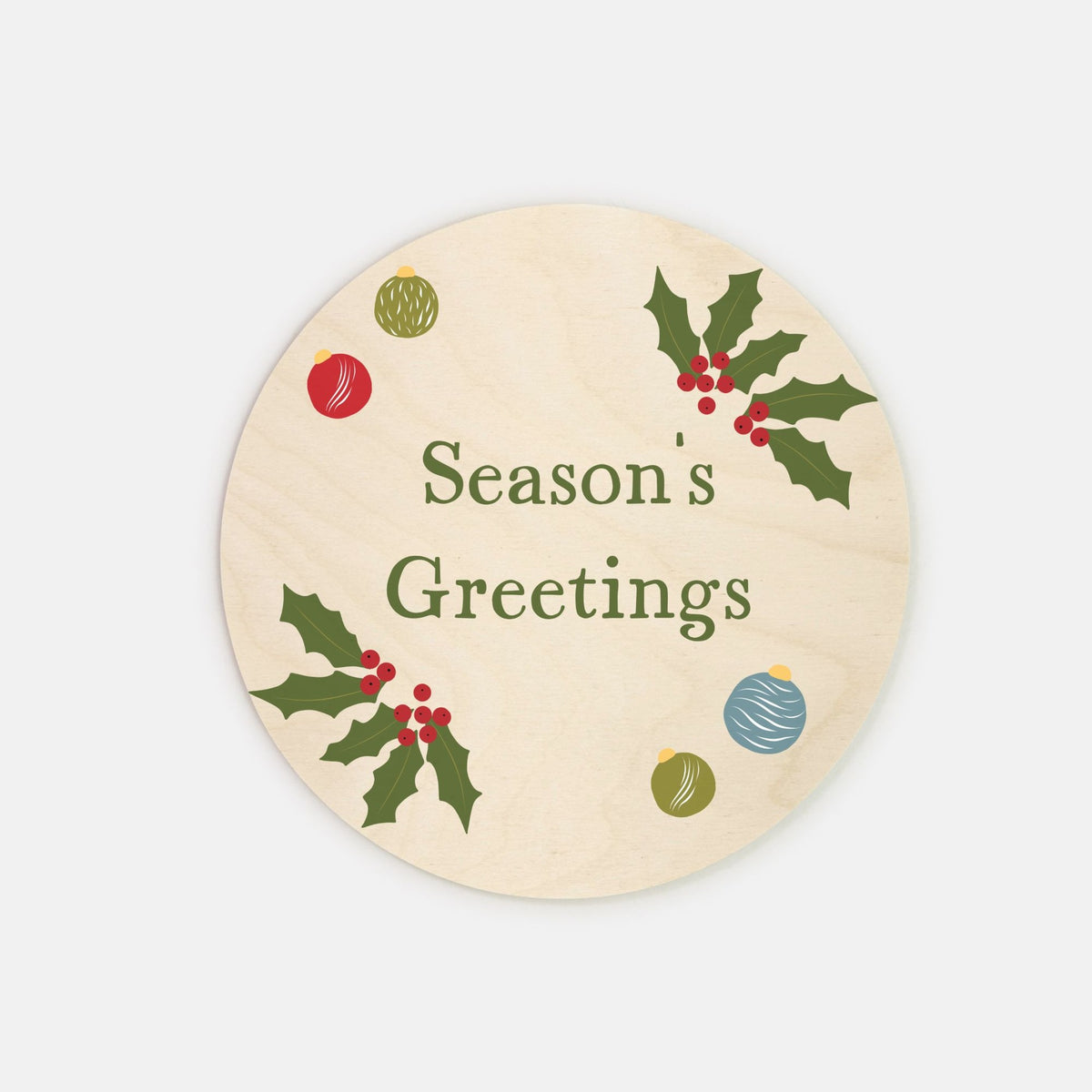 8" Round Wood Sign - Season's Greetings