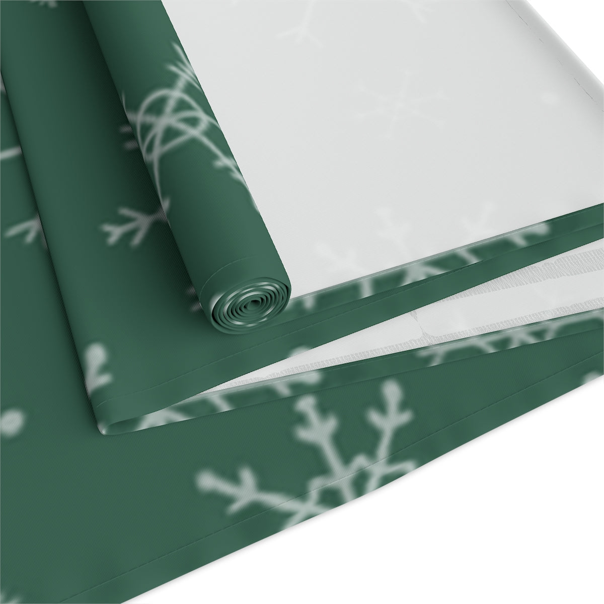 Green Holiday Table Runner - Snowflakes