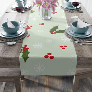 Holiday Table Runner - Holly & Snowflakes