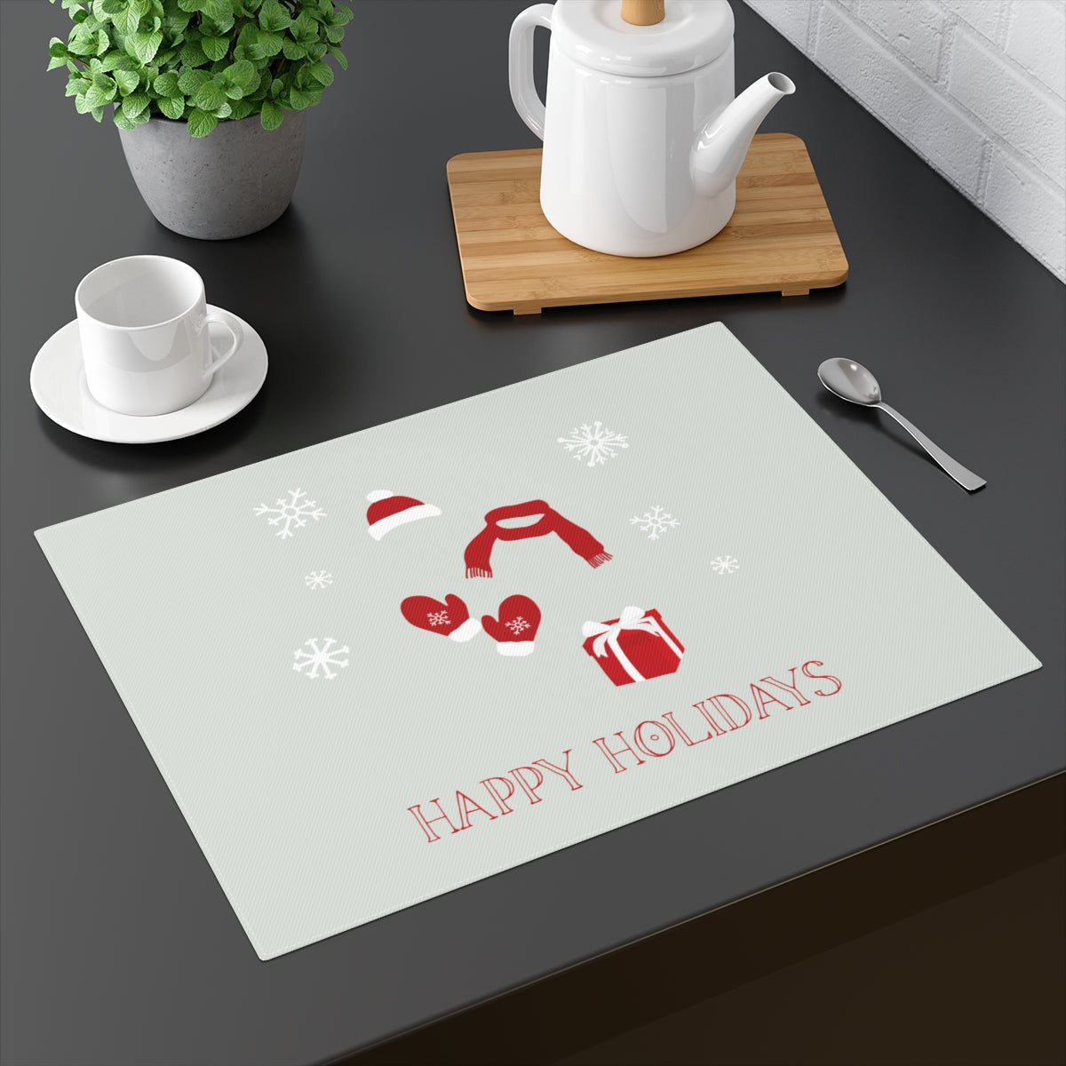 Holiday Table Placemat - Red Happy Holidays