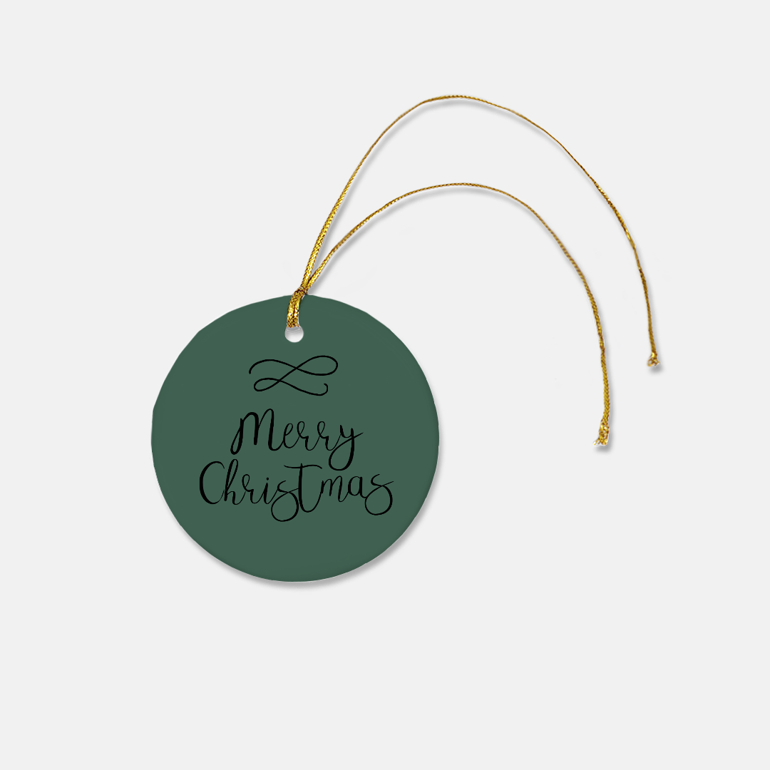Round Ceramic Holiday Ornament - Merry Christmas