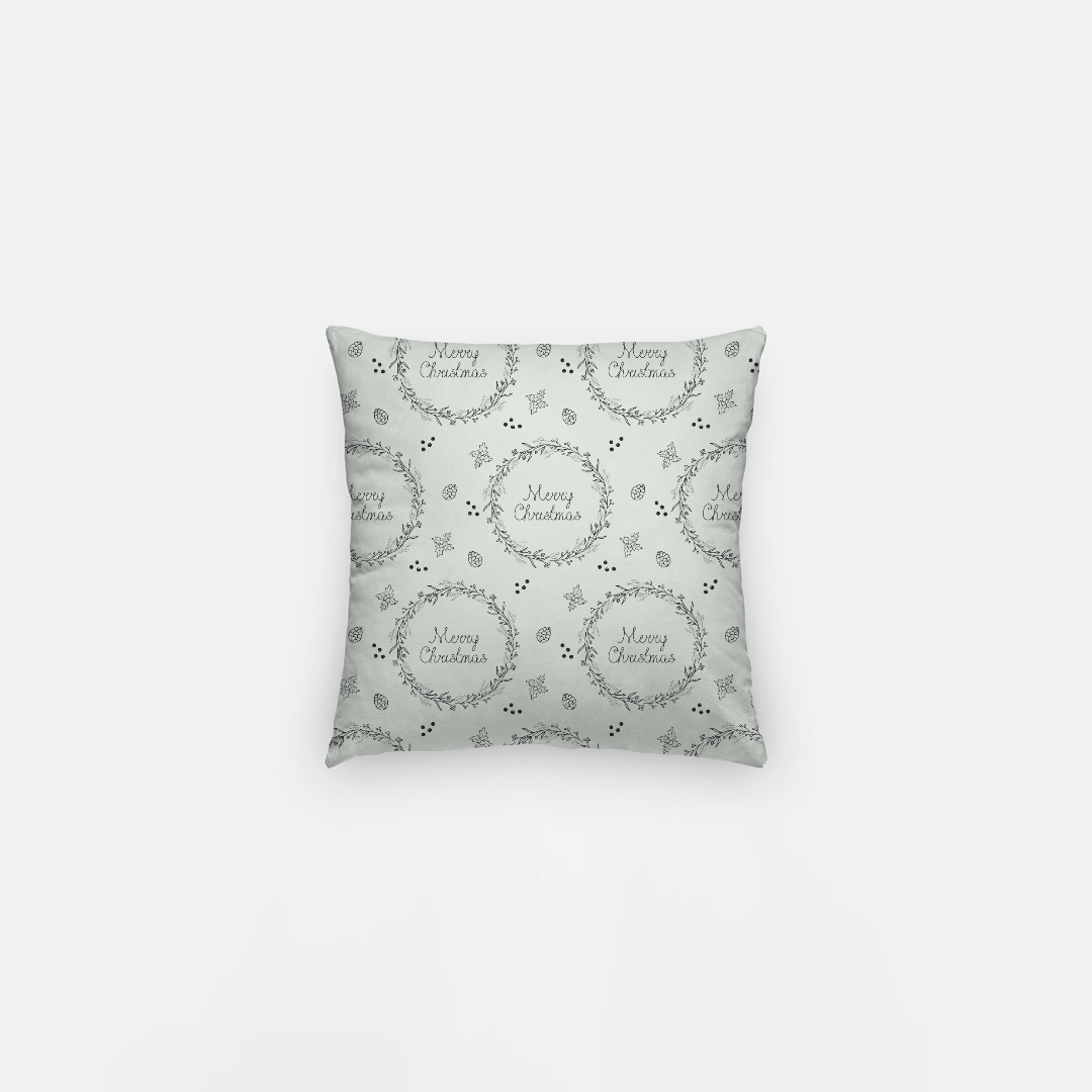 10x10 Holiday Polyester Pillowcase - Merry Christmas Wreaths