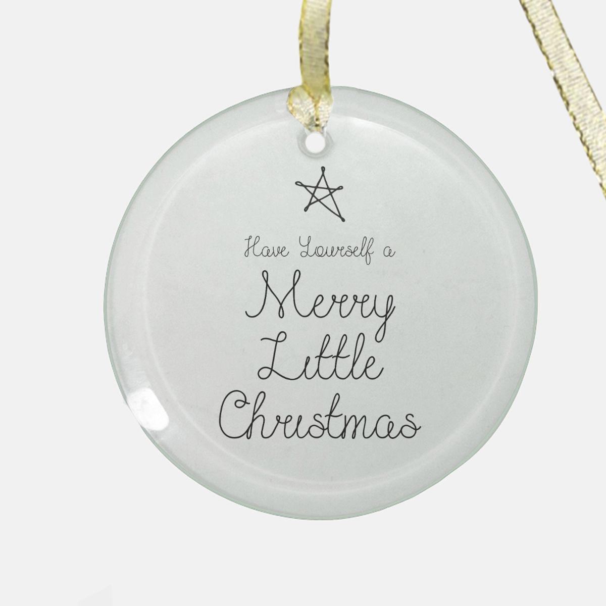 Round Clear Glass Holiday Ornament - Merry Little Christmas