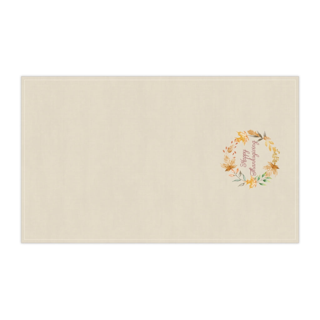 Ecru Kitchen Towel - Watercolor Wreath - Happy Thanksgiving