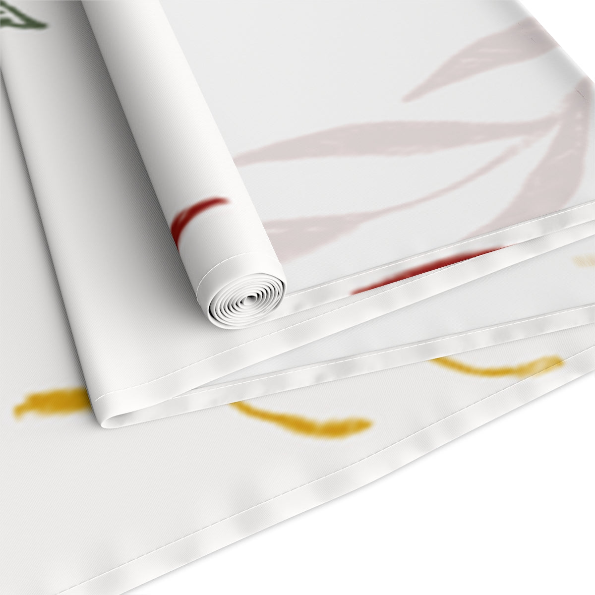 White Holiday Table Runner - Colorful Garland