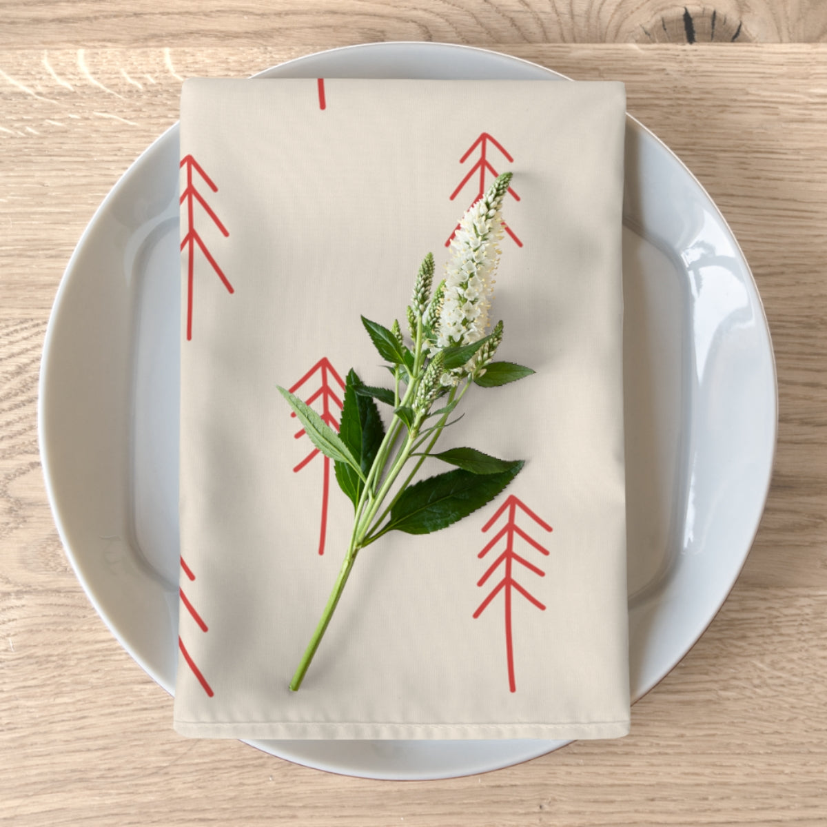 Holiday Napkins - Red Evergreens