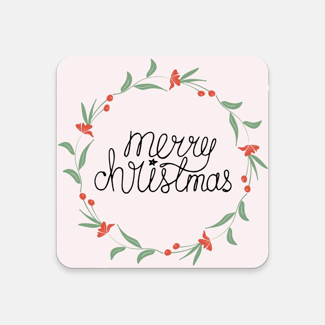 Cork Back Coaster - Colorful Wreath